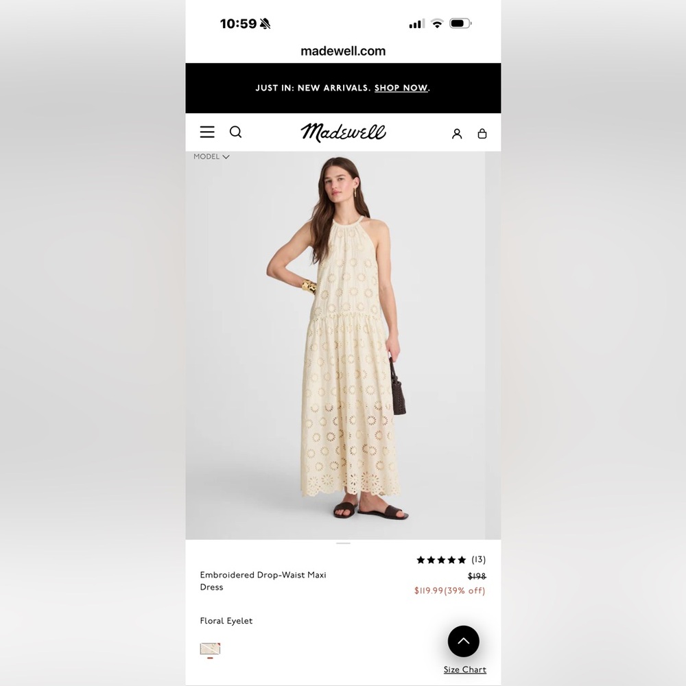 Madewell Cream Eyelet Halter Maxi Dress size Medium (sold out)